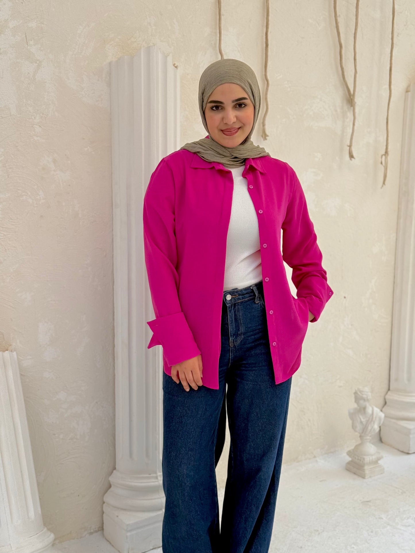Petal Shirt – Magenta Fuchsiaa