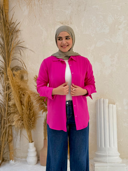 Petal Shirt – Magenta Fuchsiaa