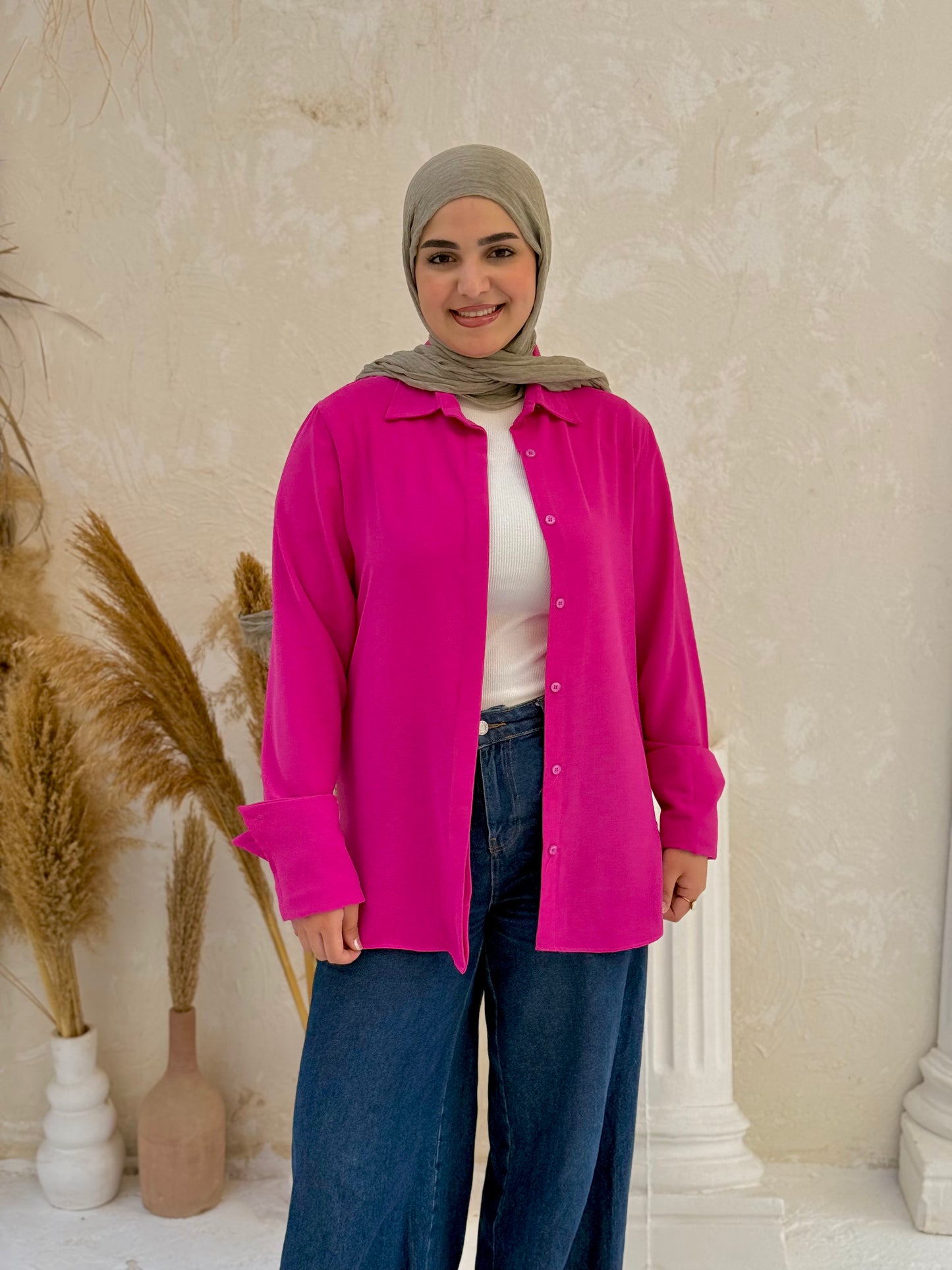 Petal Shirt – Magenta Fuchsiaa