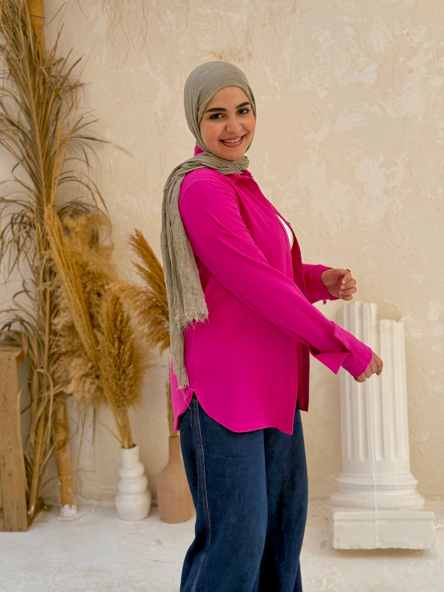 Petal Shirt – Magenta Fuchsiaa