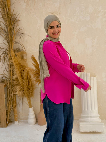 Petal Shirt – Magenta Fuchsiaa